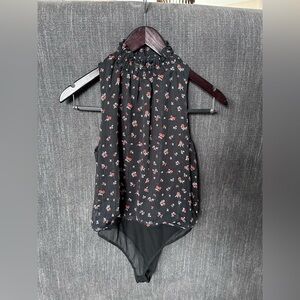 Floral Black Sleeveless Top